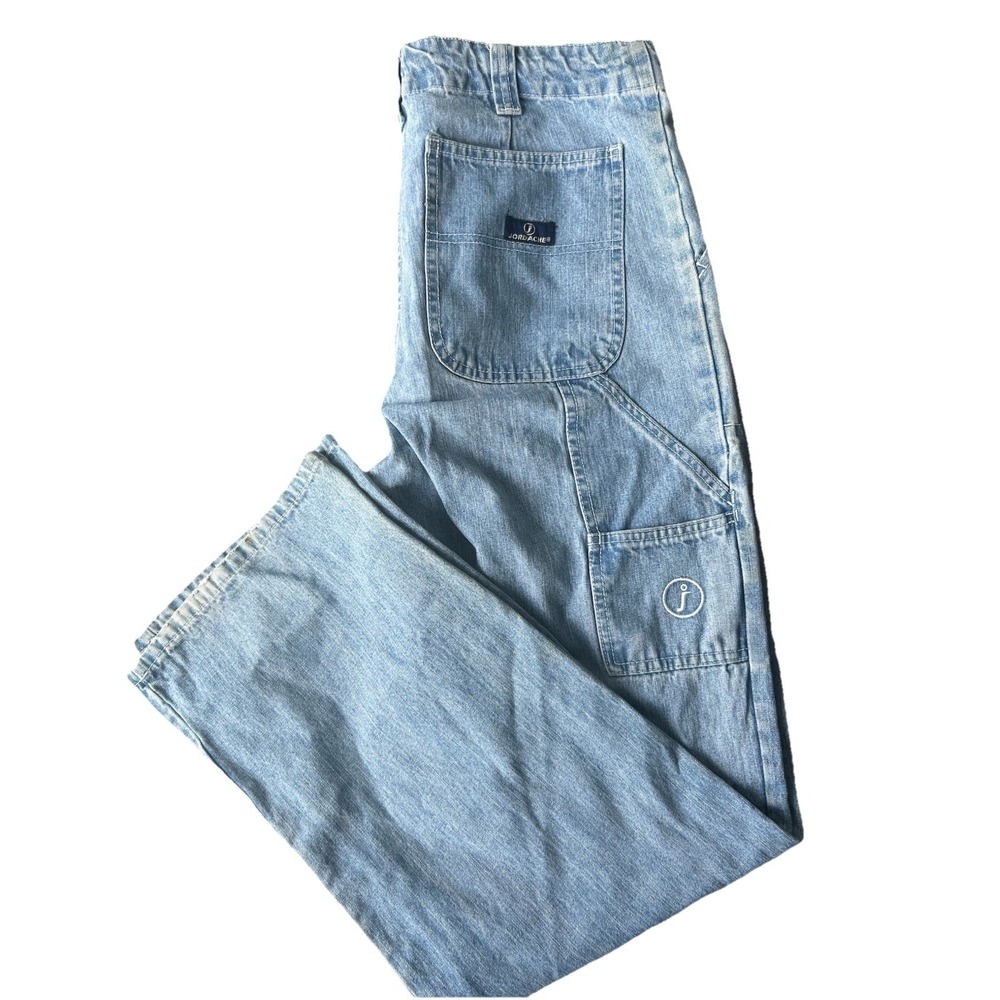 Vtg Y2K Jordache Wide Leg Carpenter Jeans Size 11/12 Baggy Cyber Grunge 90s